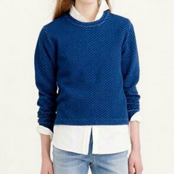 J. Crew Tops - J. CREW Quilted Navy Crop Sweatshirt